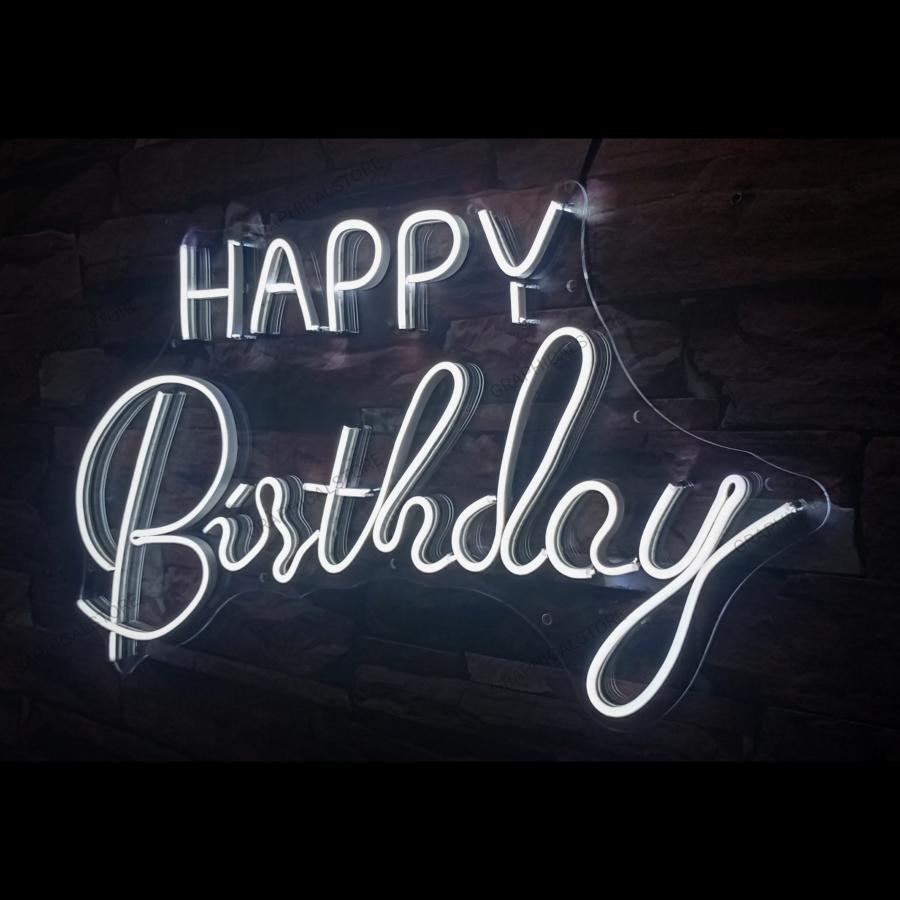 Neon Happy Birthday M07 Blanco