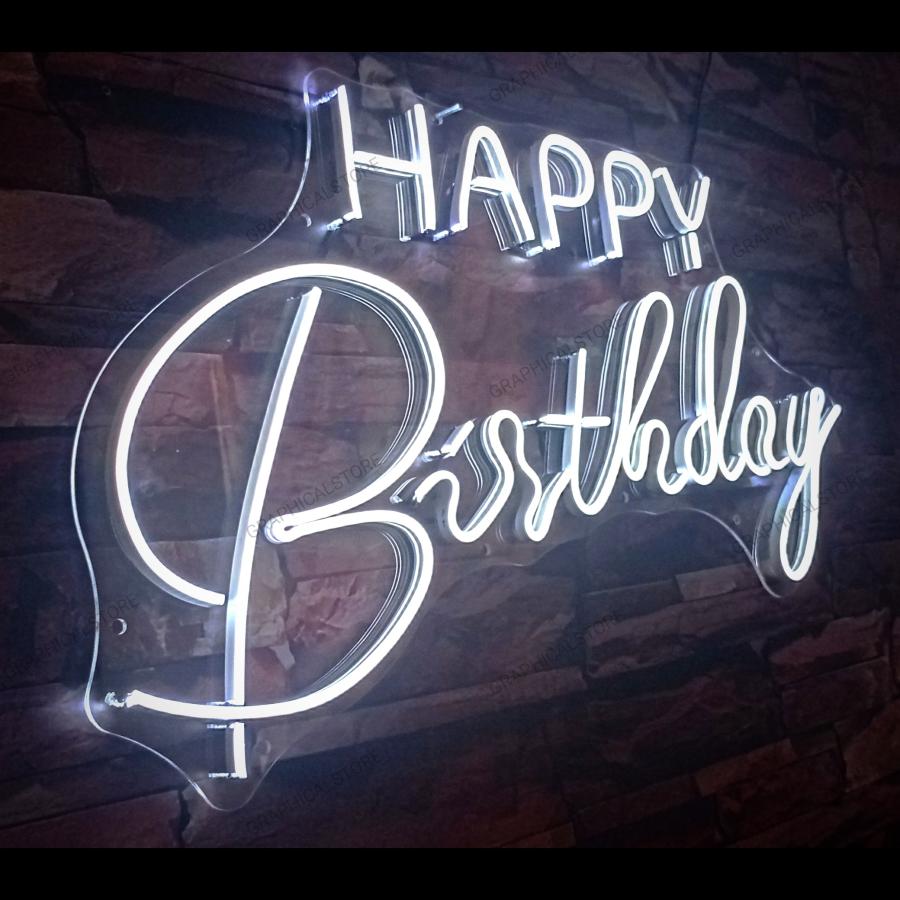 Neon Happy Birthday M07 Blanco