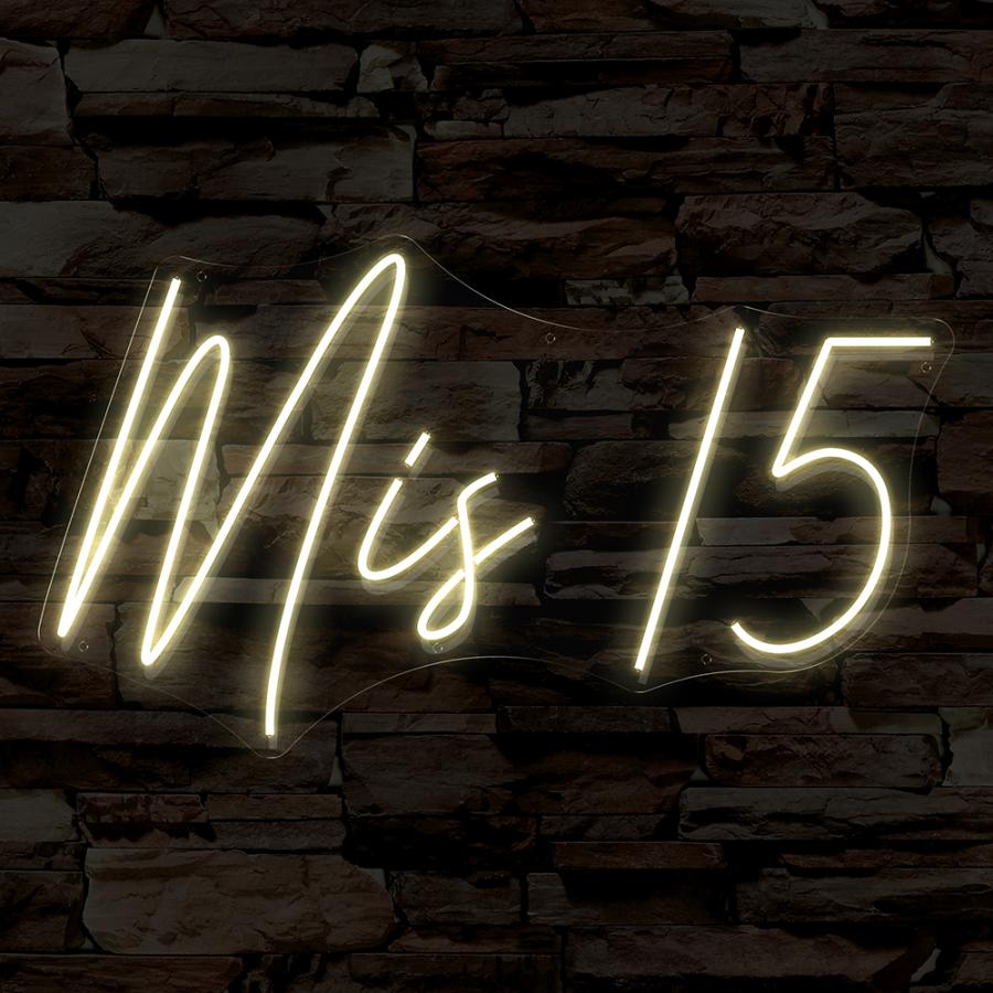 Mis 15 en Neón Flex Calido Modelo 2