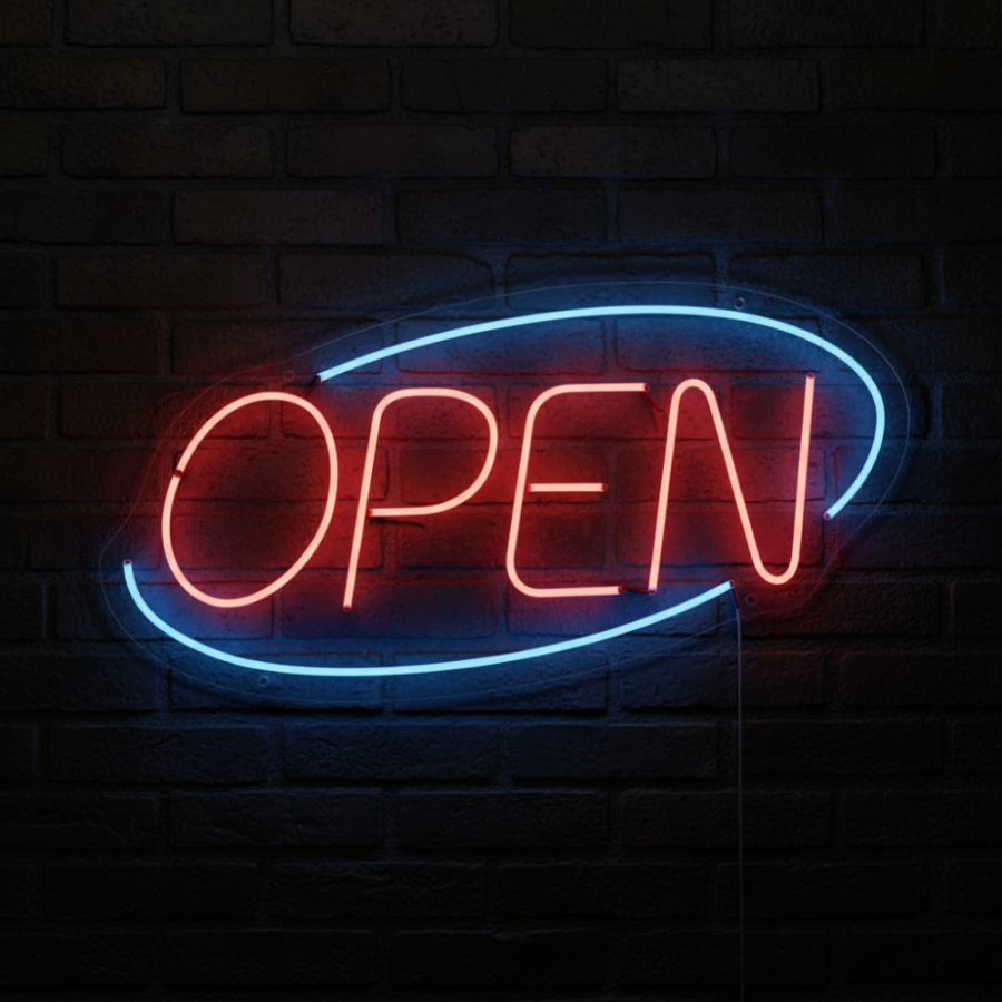 Aviso Open en Neon Flex